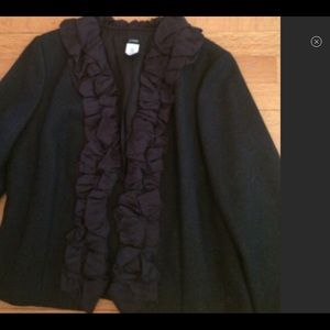 J. Crew Gray Wool Blazer w/Silk Ruffle Front